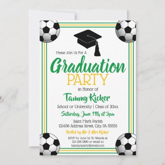 Green & Gold Soccer Graduation Party Invitation