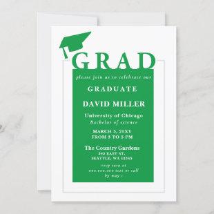 Green Grad Modern Minimalist Photo Graduation Invitation