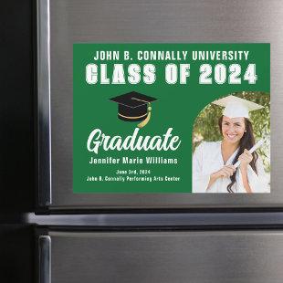 Green Graduate Photo 2024 Graduation Magnet Card