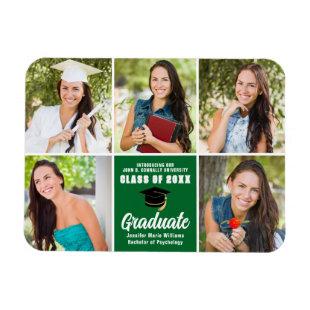 Green Graduate Photo Collage Chic 2024 Graduation Magnet