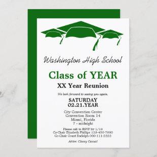 Green Graduation Caps Class Reunion Template