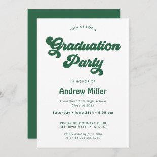 Green Groovy Retro Graduation Party Invitation