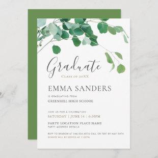 Green Leaves Graduation Party Custom Invitation
