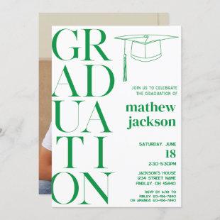 Green Minimalist '24 Graduation Party Personalized Invitation