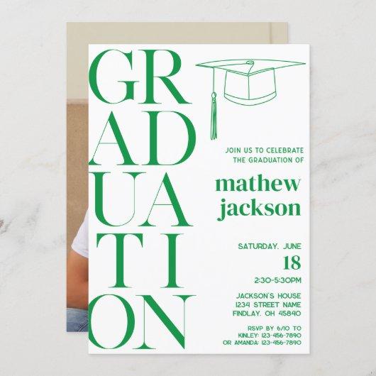 Green Minimalist '24 Graduation Party Personalized Invitation