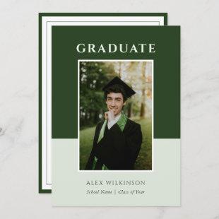 Green Modern Simple Typography Photo Graduation Invitation