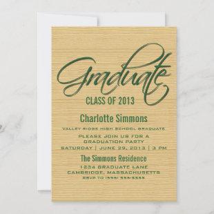 Green Rustic Script Graduation Invite