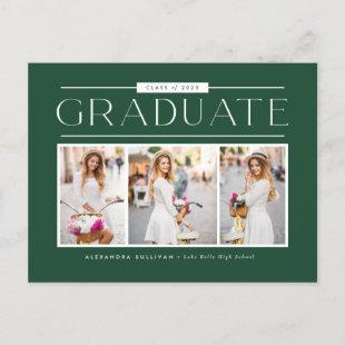 Green Simple Typography Photo Collage Graduation Postcard