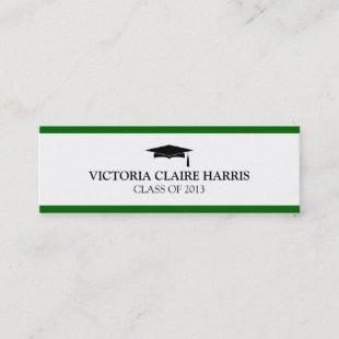 Green stripe border graduation cap name card