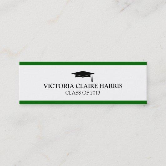 Green stripe border graduation cap name card