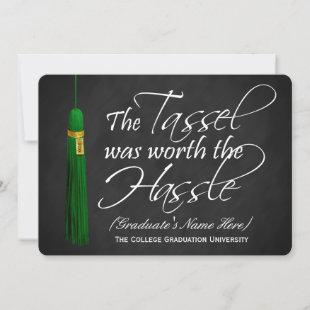 Green Tassel Worth the Hassle College Graduation Invitation