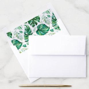 Green Tropical leaf envelope liners