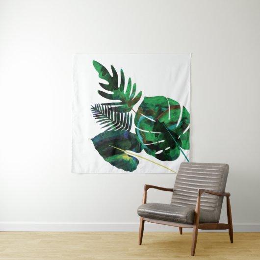Green Tropical Monstera Leaves Tapestry