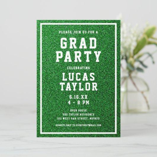 Green Turf Sports Grad Graduation Party Invitation