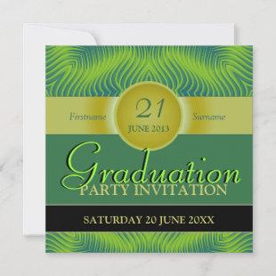 Green Waves of Prosperity Graduation Party Invitation