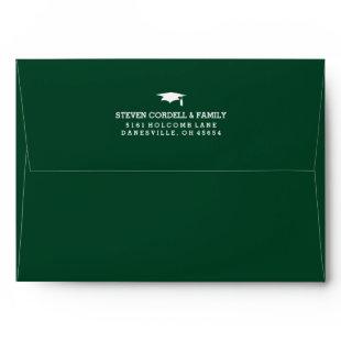 Green & White 5x7 Graduation Invite Envelope