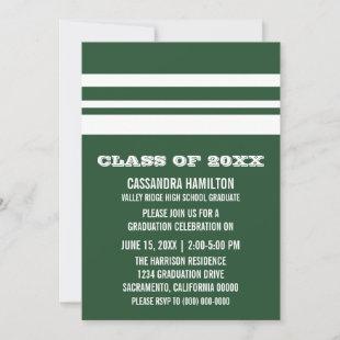 Green/White Bold Stripe Graduation Invite
