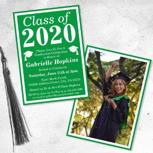 Green White Class of 2024 Graduation Photo Invitation