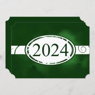 Green & White Floral Button 2024 Graduation Party Invitation