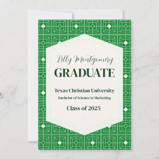 Green & White Geometric Photo Graduation Card