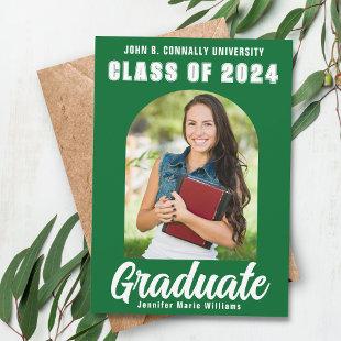 Green White Graduate Photo Modern Bold Graduation Announcement