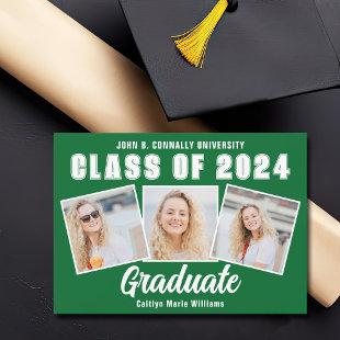 Green White Graduation Photo Collage 2024 Graduate Announcement