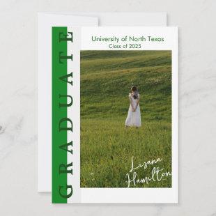 Green White Linear Graduation Announcement Card
