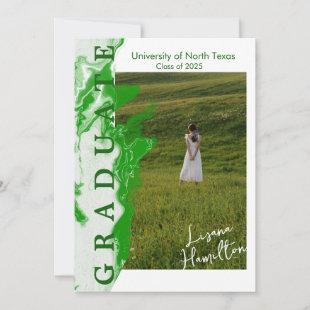 Green White Marble Graduation Announcement Card