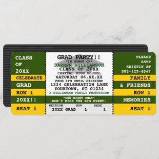 Green|Yellow Concert Ticket Grad Party Invitation