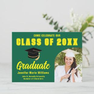 Green Yellow Graduate Photo 2024 Graduation Party Invitation