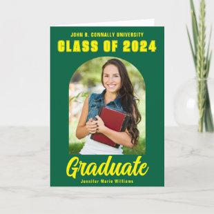 Green Yellow Graduate Photo Arch Bold Graduation Announcement