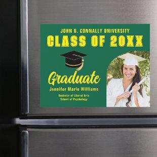 Green Yellow Graduate Photo Graduation Magnet Card