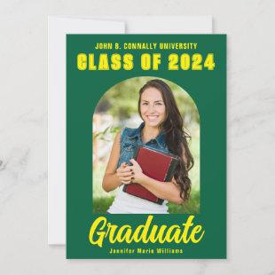 Green Yellow Graduate Photo Modern Bold Graduation Announcement