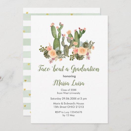Greenery Cactus Taco 'bout a Graduation invitation