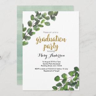 Greenery college graduation party invitation