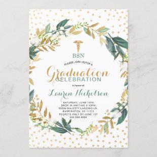 Greenery Confetti Nursing School Graduation Party Invitation
