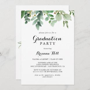 Greenery Eucalyptus Calligraphy Graduation Party Invitation