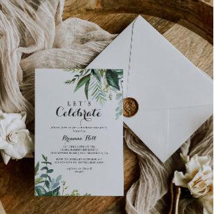 Greenery Modern Calligraphy Let's Celebrate Party Invitation