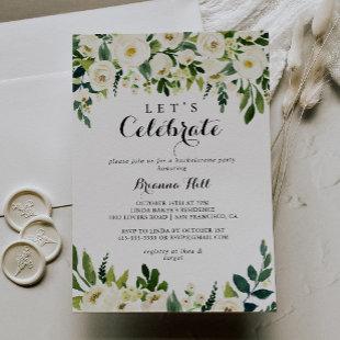 Greenery White Autumn Floral Let's Celebrate Party Invitation