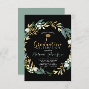 Greenery Wreath Graduation Party Invitation