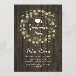 Greenery Wreath Rustic Graduation Party Invitation