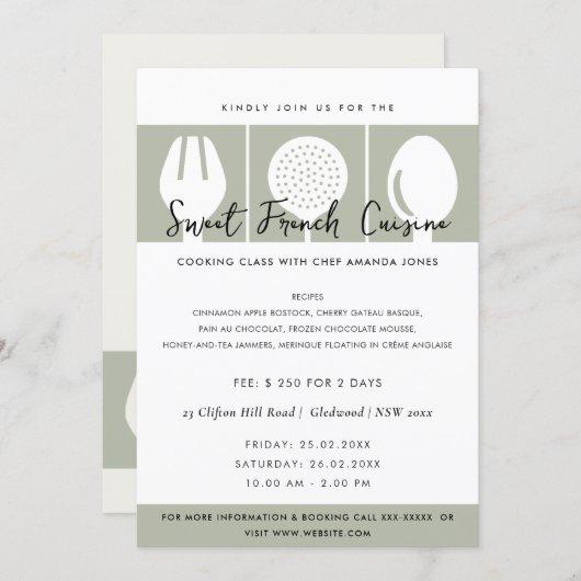 GREY SPOON FORK COOKERY CLASS INVITE TEMPLATE