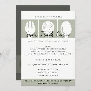 GREY SPOON FORK COOKERY CLASS INVITE TEMPLATE