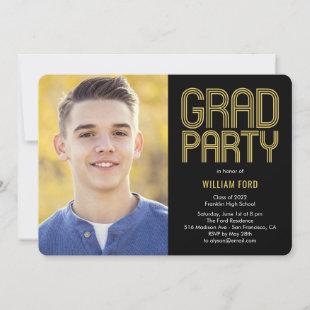 Groovy Charm Photo Graduation Party Invitation