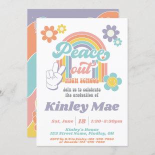 Groovy Peace Out High School Graduation Party Invitation