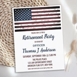 Grunge American Flag Military Police Retirement Invitation Postcard