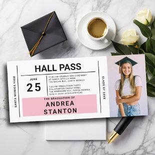 Hall Pass Grad Party Pink High School Invitation