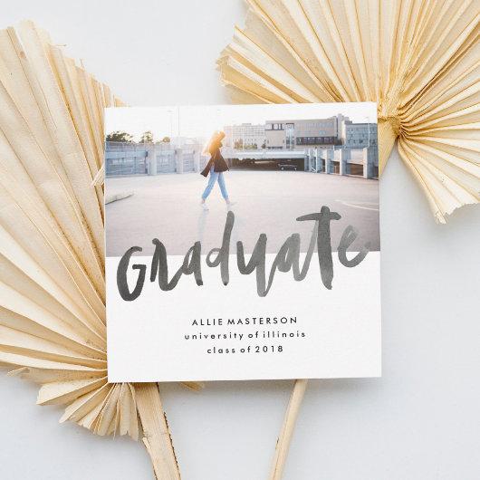 Hand Lettered Graduate | Square Announcement Card