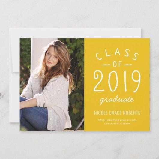 Hand Lettered Graduation Photo Announcement Yellow