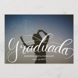 Hand Lettering Spanish Graduada Graduation Photo Invitation